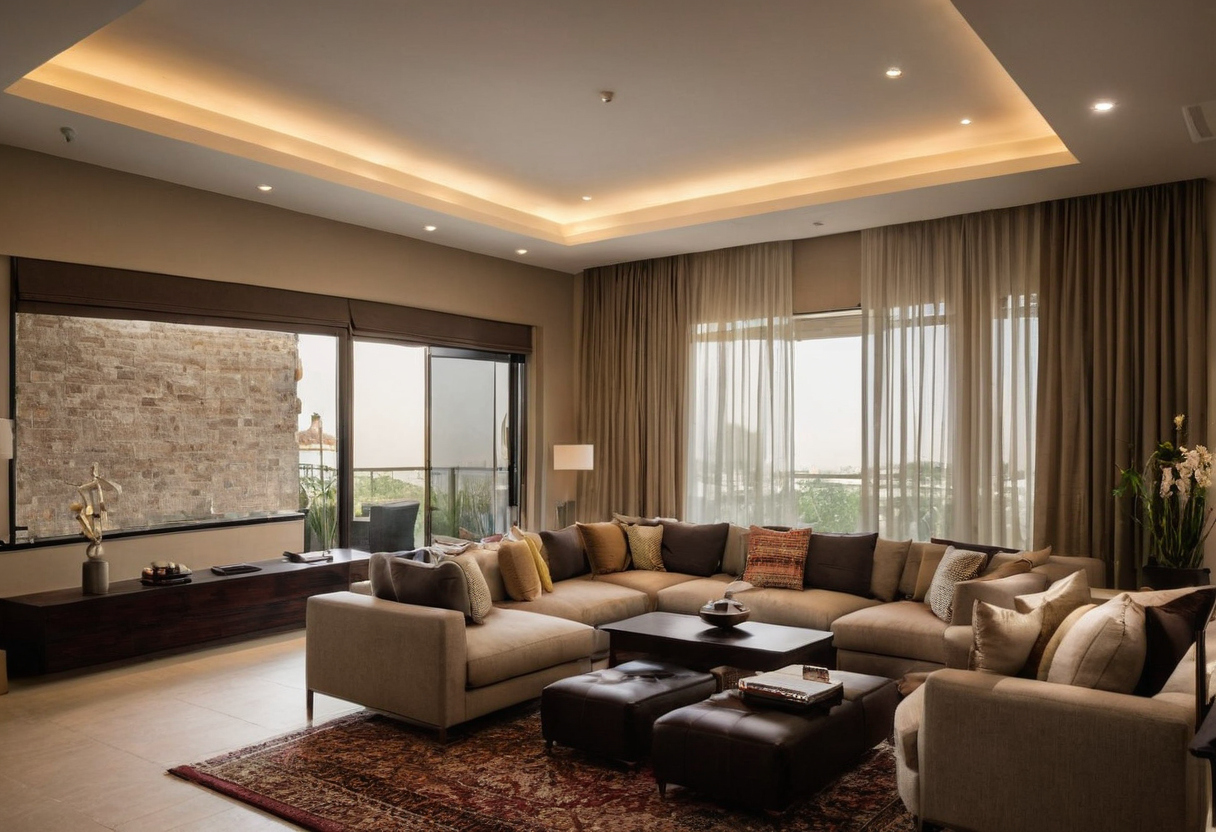 Which furniture-to-ceiling ratios prevent visual crowding in UAE apartments and villas