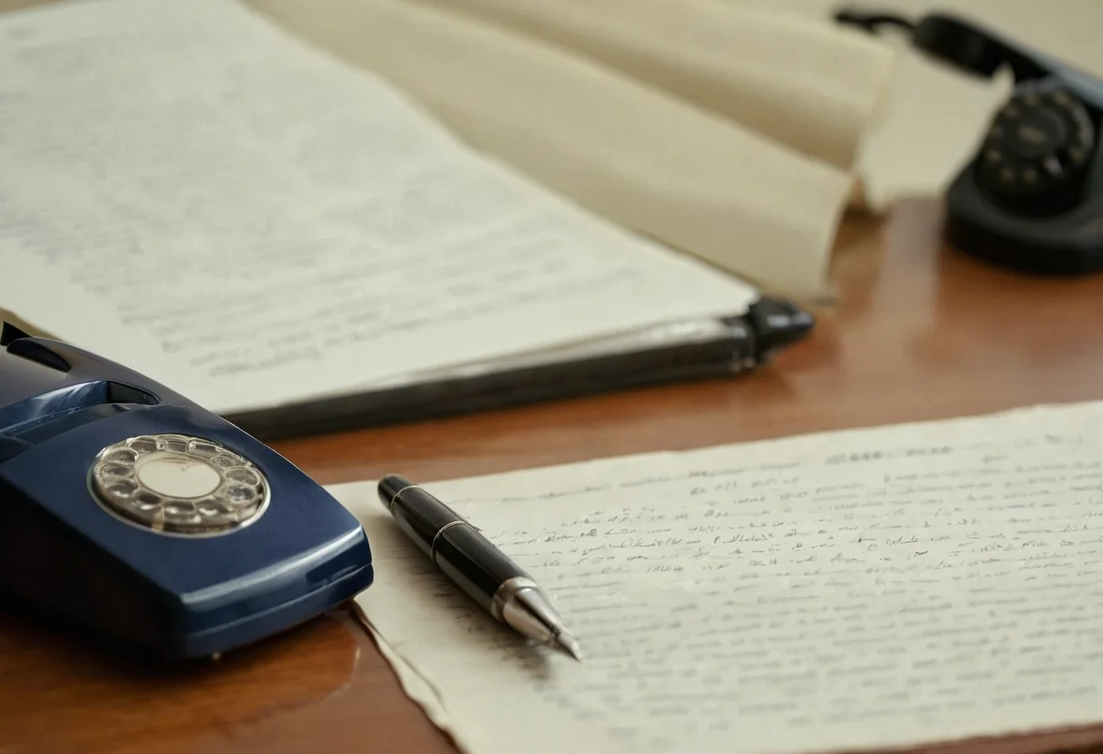 Writing desk with a correction note, source book and material samples