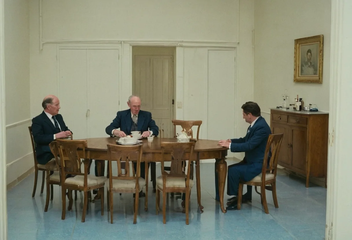 Dining chairs pulled back to demonstrate usable circulation clearance